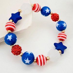 3/25 American Flag Star Beaded Bracelet